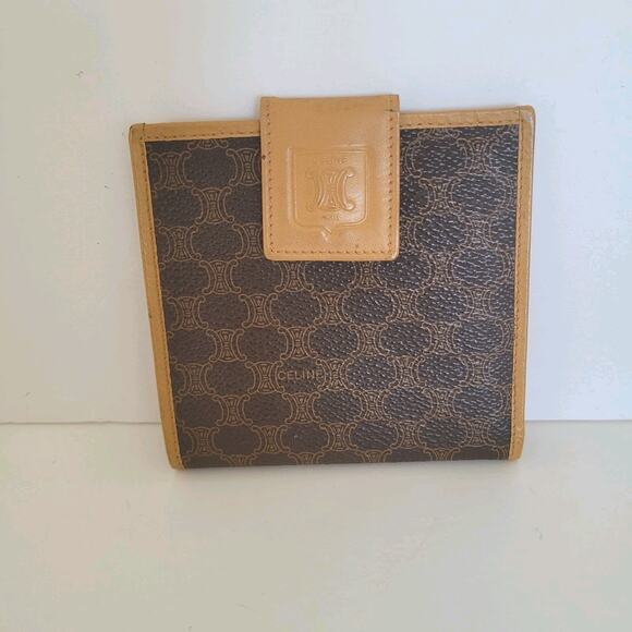 Celine Vintage Bifold Leather Brown Wallet Medium Folding Card Bill Holder - Picture 1 of 12